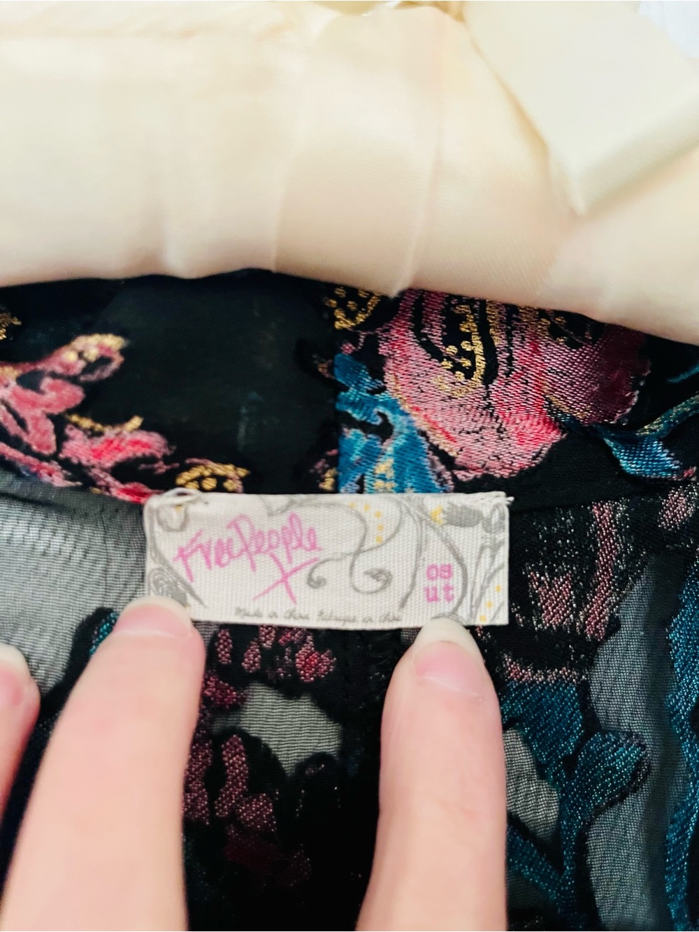 Free People Only In Dreams Floral Tie-Front Sheer Floral Kimono Blouse Top OS - Picture 3 of 7